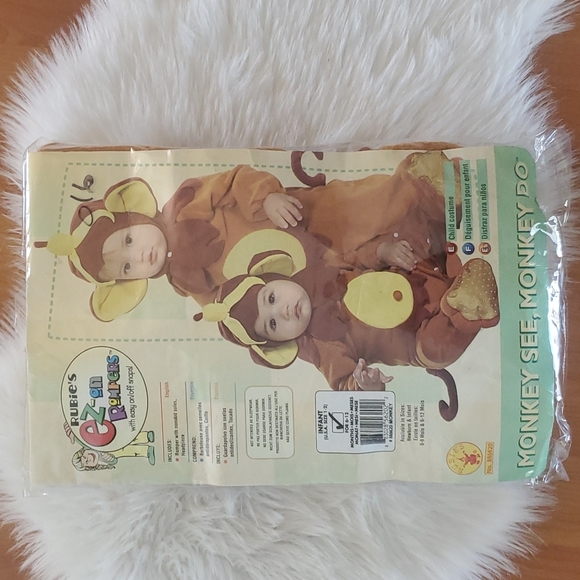Rubies infant baby monkey costume sz 6-12 months